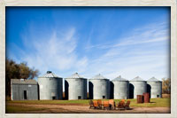 Old grain silos on the west side of the lodge