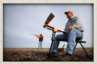 Hunter practicing his aim shooting clays