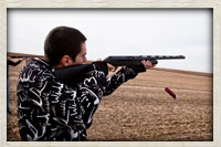 Tandem shooting practice with clays